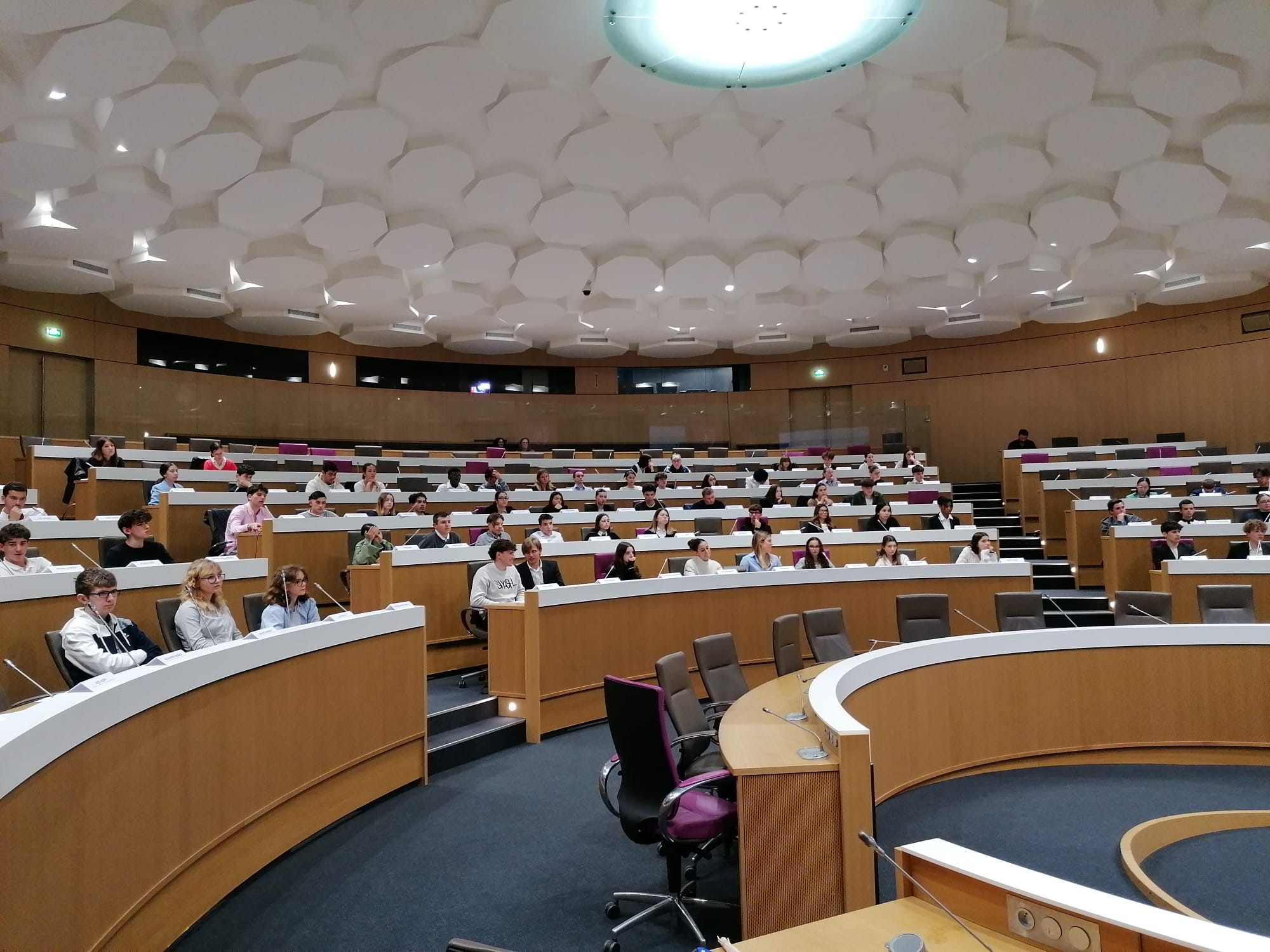 Elèves tous assis dans la plénière de Bordeaux lors de la Simulation du Parlement