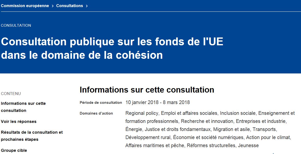 Consultation publique sur les fonds de l'UE